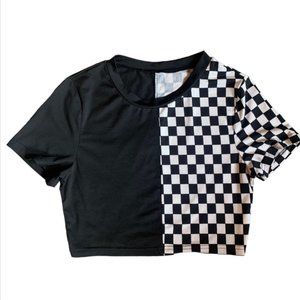 Harlequin Style Checkered Crop Top